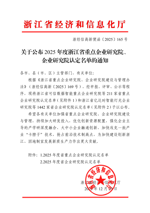 17671723599109822A6A.png 关于公布2025年度浙江省重点企业研究院、企业研究院认定名单的通知(签章版本)_01.png